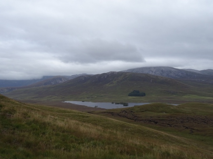 Looking down from between the Cnoc an Leathaids to where I was going (left hand end of the loch, Loch Awe).