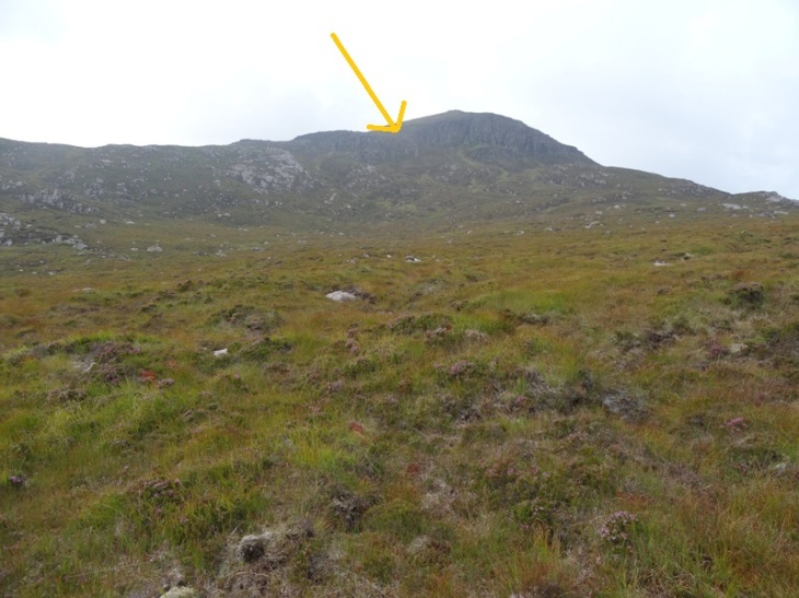 I was aiming for the scree section where the arrow is. Much steeper than it looks!!