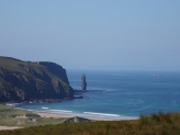 Looking back at Sandwood Bay and the sea stack, Am Buachaille (the herdsman).