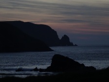 Looking back at Cape Wrath at sunset.