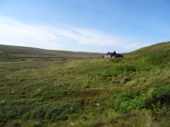 Trying to find the easiest way to approach the bothy. No paths here.